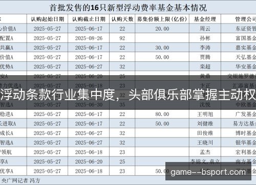 浮动条款行业集中度，头部俱乐部掌握主动权